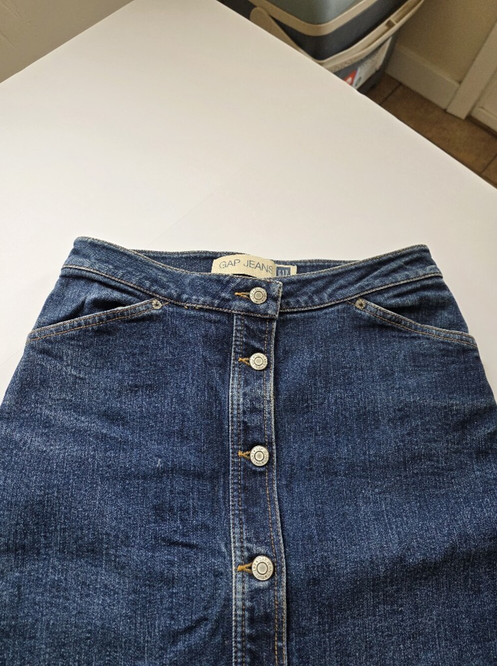 GAP Dark Blue Button-Front Denim Midi Skirt - Picture 5 of 5